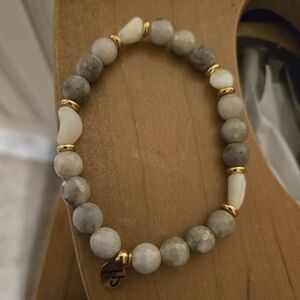 Tjazelle One Of A Kind Elegant Gray and Gold Beaded Bracelet
